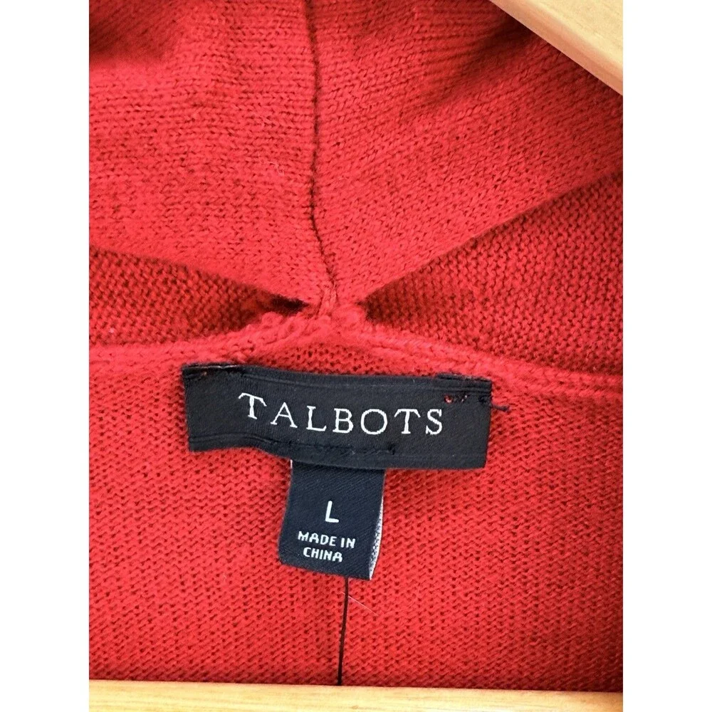 New Talbots Women Cardigan Sweater Sz L Open Knit Red Pop $89 - Picture 8 of 13